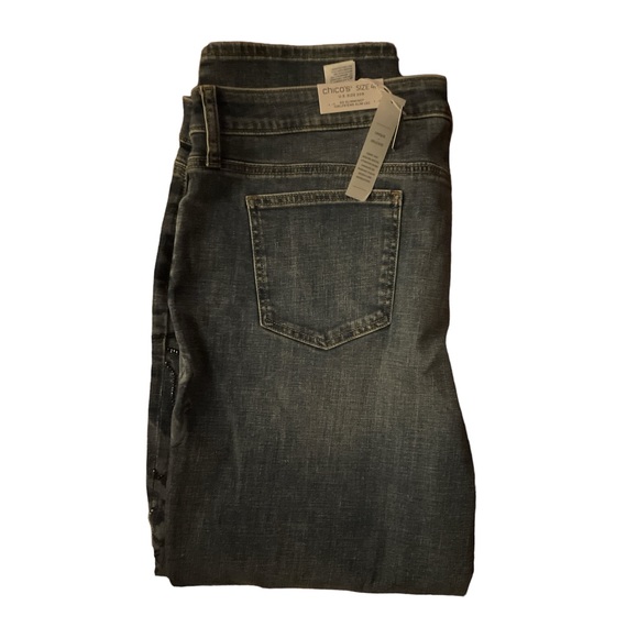 BNWT Chico Women’s Girlfriend Detailed Beaded Design Ankle Jeans - Picture 3 of 5